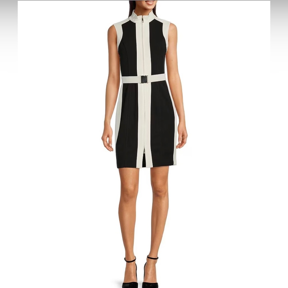 Tommy Hilfiger color block belted dress